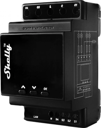 Releu Shelly Pro 4PM cu măsurare a puterii și conectivitate Wi-Fi