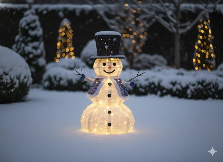 Om de zăpadă LED de Crăciun 1,2 m – 100 LED-uri alb cald, pentru interior și exterior