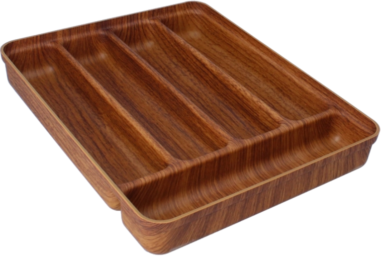 Organizator pentru sertar de tacâmuri, 5 compartimente, maro