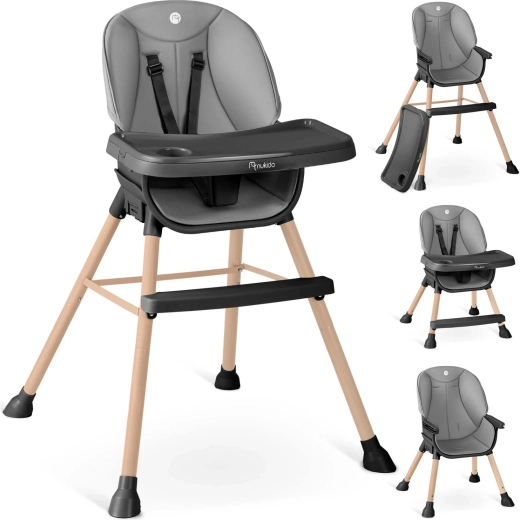 Scăunel de masă NUKIDO Tilo 3‑în‑1 gri‑negru