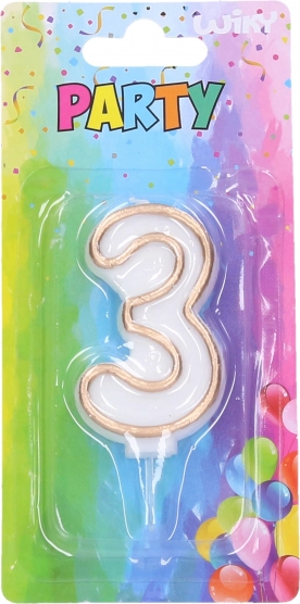 Lumânare petrecere cifra 3 - aurie