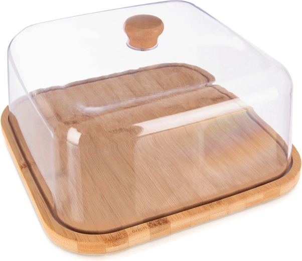 Tavă de servire din bambus cu capac, pătrată 30 × 30 × 17 cm