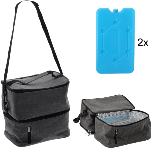 Geantă termică 13 l cu două acumulatori de răcire, gri