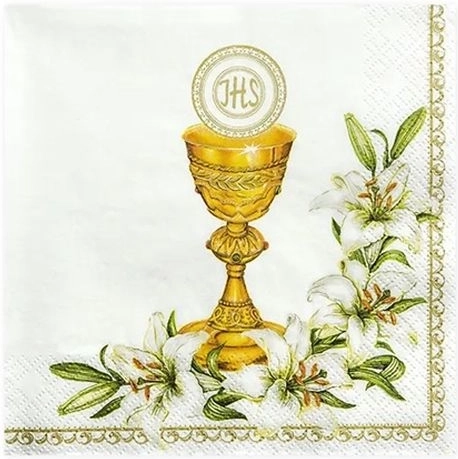 Șervețele din hârtie cu motiv de potir alb 33 × 33 cm, 20 buc.