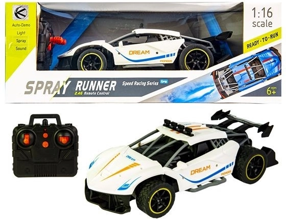 Mașină RC sport de curse albă cu efect de fum - 1 bucată