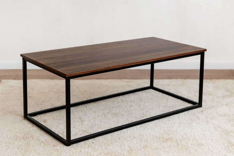 Măsuță de cafea loft 110 × 55 × 43 cm, decor maro lemn, metal negru