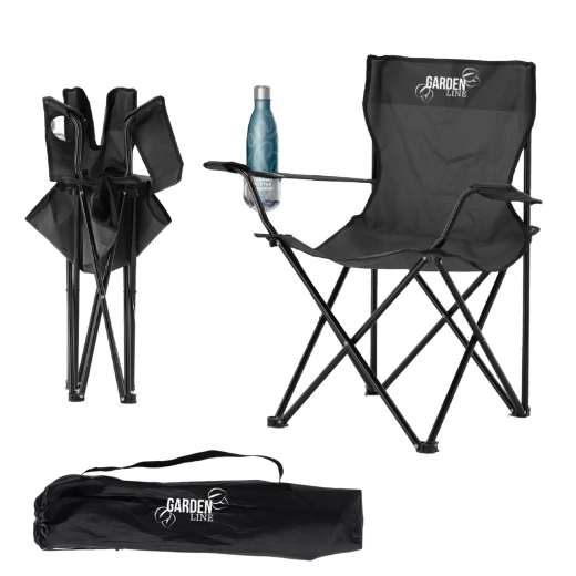 Scaun pliabil pentru camping și pescuit, negru 50 × 50 × 80 cm