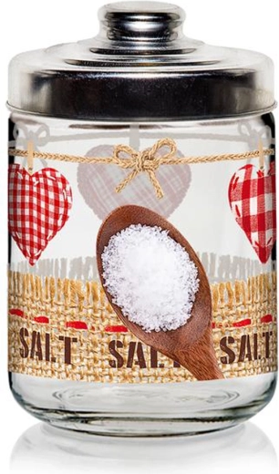 Borcan din sticlă cu capac Cerve Valentina 800 ml – inimă Sare