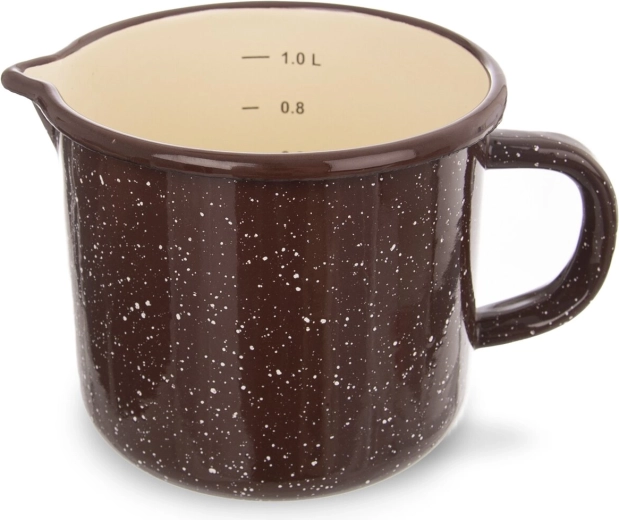 Cană emailată maro cu cană gradată, 1,2 l, Orion