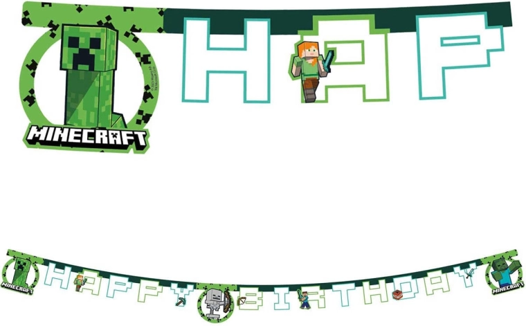 Banner suspendat Procos Minecraft Happy Birthday 2 m