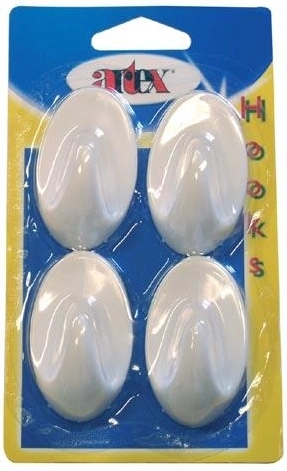 Cârlige adezive ovale mari, albe (4 buc.)