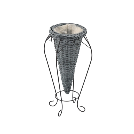 Husă împletită din răchită pentru ghiveci pe picioare, gri 20 × 54 cm