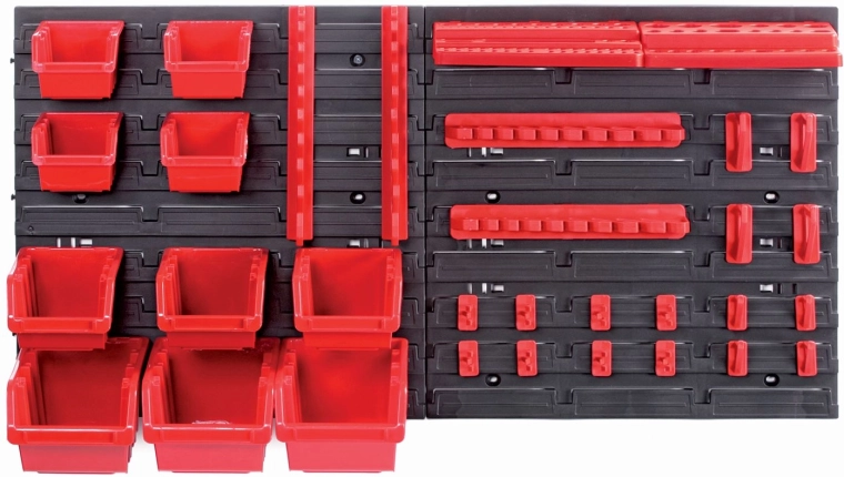 Panou suspendat cu 10 cutii și 22 suporturi pentru unelte ORDERLINE 800 × 165 × 400 mm