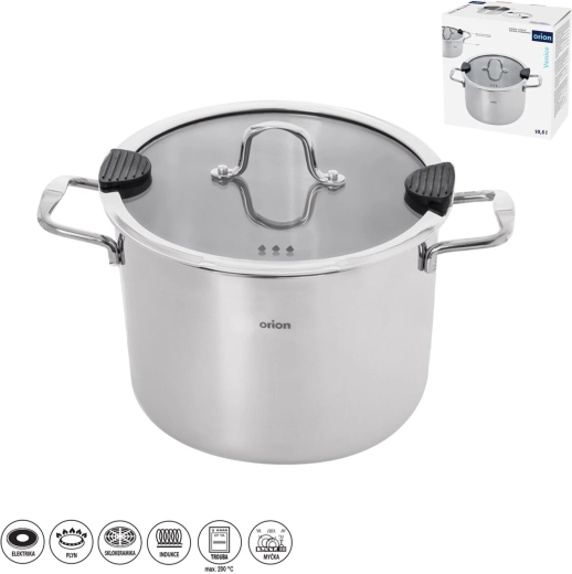 Orion oală din inox Venice 10,5 l cu capac din sticlă