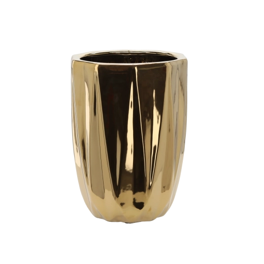 Ghiveci ceramic pentru flori 24 × 24 × 32 cm – auriu