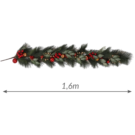 Ghirlandă de Crăciun roșu-aurie 160 cm - 1 bucată