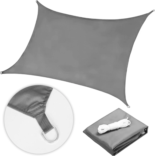 Prelată de umbrire impermeabilă 5 × 5 m pătrat, gri, MultiGarden