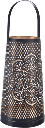 Sfeșnic metalic Mandala negru/auriu 30 cm