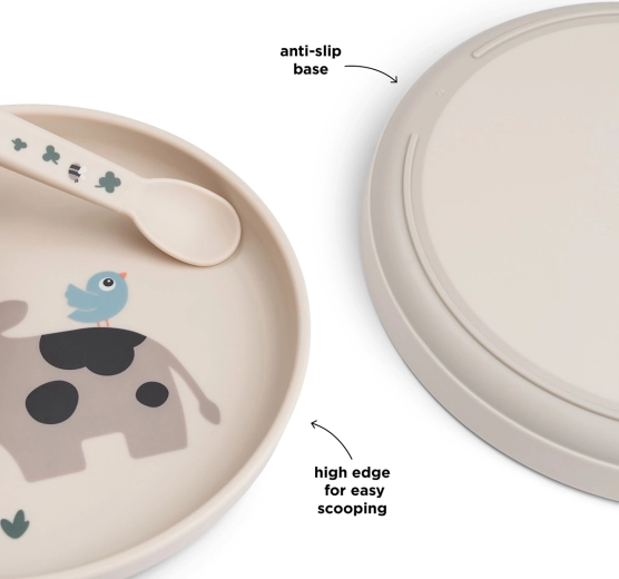 Done by Deer farfurie pentru copii Foodie Tiny farm, culoare nisip