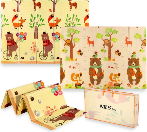 Saltea de joacă pliabilă pentru copii NILS Fun Forest 190 × 150 cm