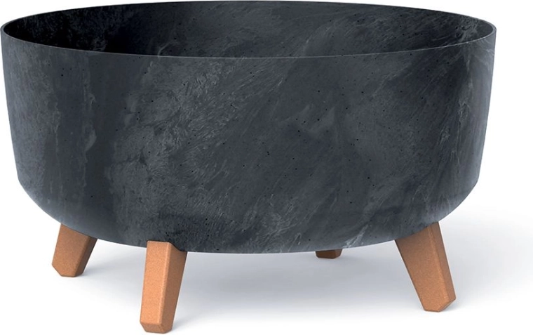 Ghiveci cu efect de beton pe picioare, antracit, diametru 38 cm