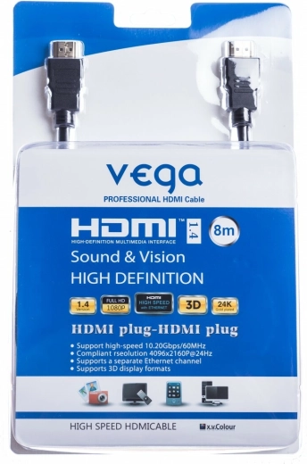 Cablu HDMI 8 m 10,2 Gb/s negru Vega