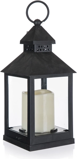 Lanter­nă LED solară neagră 10 × 10 × 23 cm