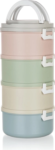 Recipient pentru mâncare cu 4 niveluri 0,7 l AVANZA – culori pastel