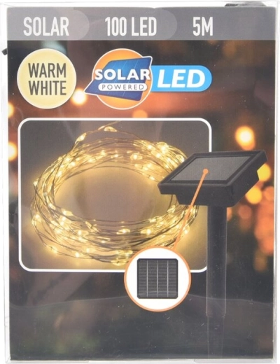 Ghirlandă luminoasă solară cu LED 100 LED, cu lumină galbenă