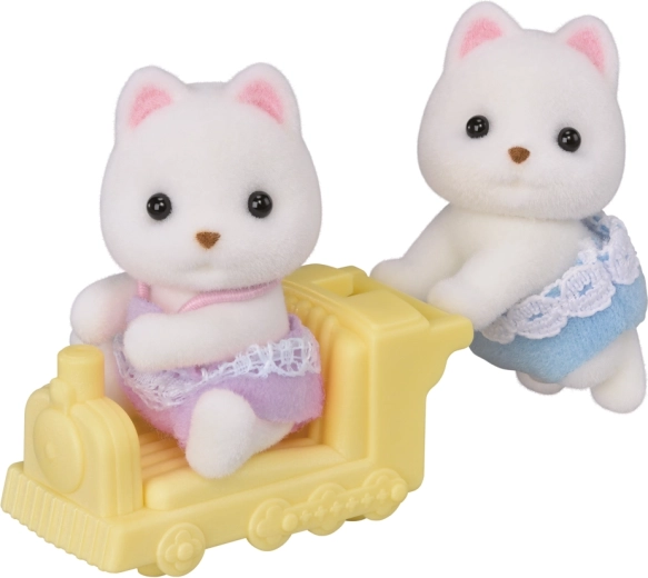 Sylvanian Families gemeni pomeranian cu trenuleț