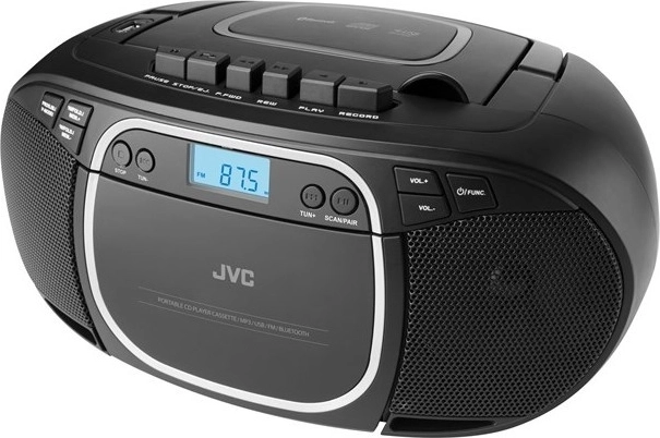 Boombox JVC cu CD, casetă și Bluetooth în culoarea neagră