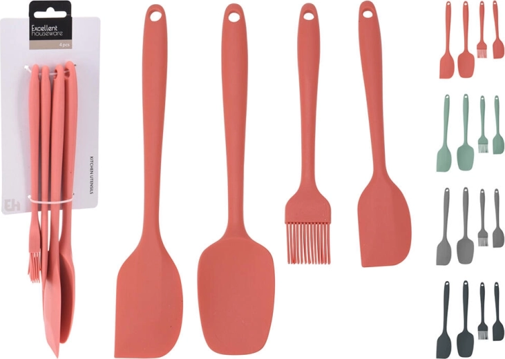 Set de ustensile de bucătărie din silicon, 4 piese – mix de culori