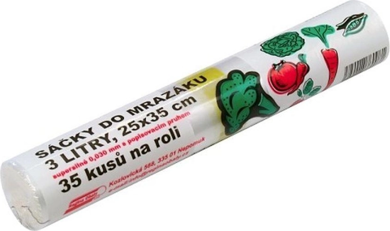 Pungi pentru congelator cu bandă de etichetare 3 l, extra rezistente (35 buc.)