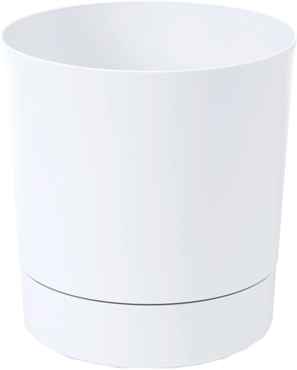 Ghiveci cu farfurioară AURA 28 cm alb