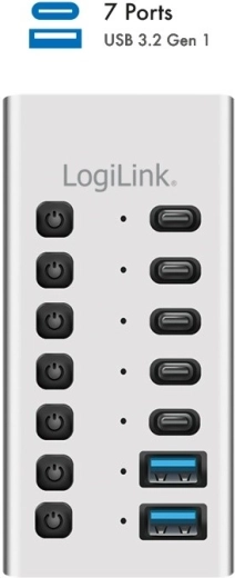 Hub USB cu 7 porturi cu întrerupătoare și cablu 2 în 1