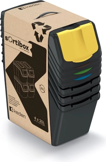 Set de coșuri pentru sortare Sortibox 4×20 l – coșuri deșeuri stivuibile