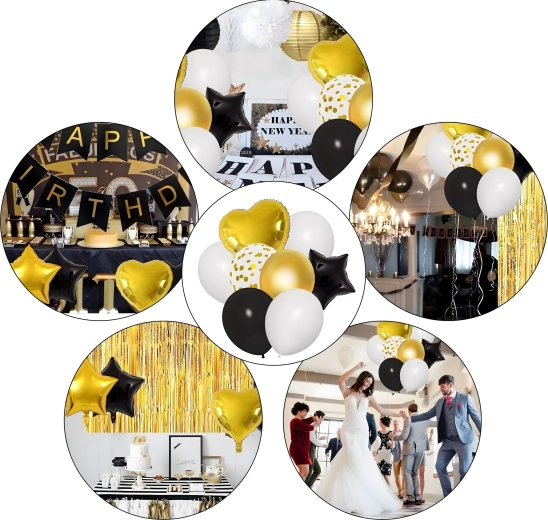 Set de baloane și decorațiuni pentru 40 de ani, negru‑auriu XXL