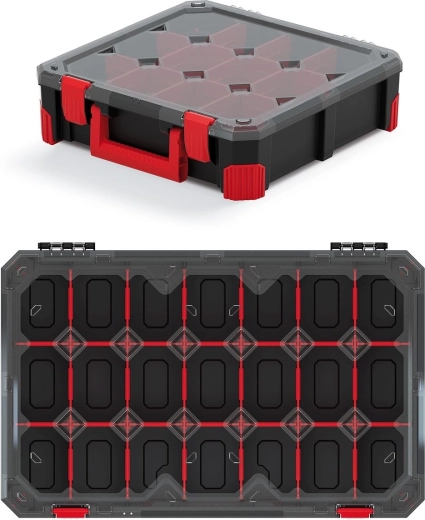 Organizator TITAN cu 21 compartimente, capac transparent din policarbonat