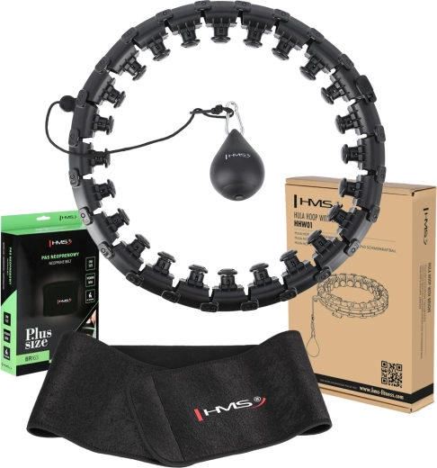 Hula hoop inteligent de masaj HMS HHW12 Plus cu cerc reglabil și brâu BR163 – negru