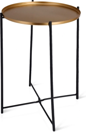 Măsuță rotundă metalică de depozitare, aurie, 35 × 47 cm