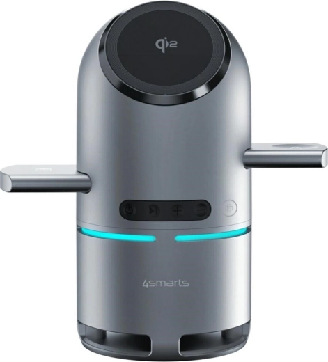 Stație de încărcare wireless 3‑în‑1 4smarts ChargeBot Sound Qi2 gri
