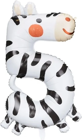 Balon din folie cifră 5 – zebră 42 × 81 cm