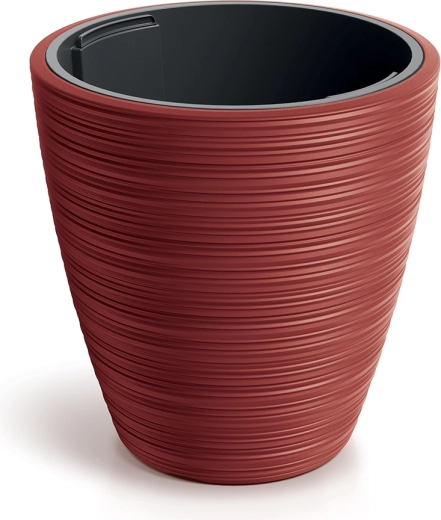Ghiveci Vena Round 39 cm – carcasă retro roșie din plastic cu inserție