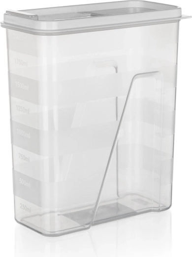 Recipient pentru alimente vrac 2 l cu capac dozator, transparent/alb