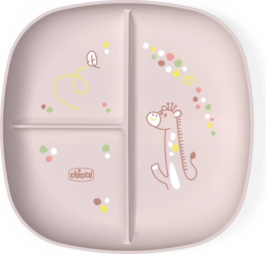 Farfurie compartimentată Chicco roz 12m+