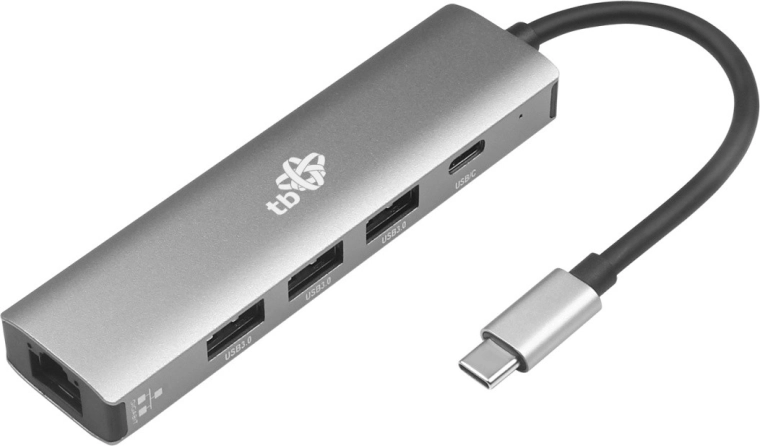 Adaptor hub USB‑C 5‑în‑1 cu Ethernet (RJ45), 3× USB 3.0 și USB‑C PD 100 W