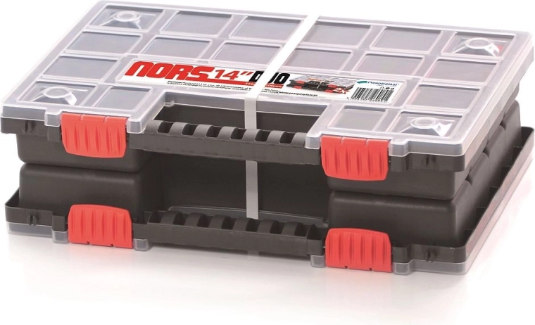 Organizator din plastic NORS DUO – clasificator dublu cu compartimente ajustabile