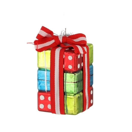 Globuri de Crăciun din sticlă în formă de cadou, set 6 buc.