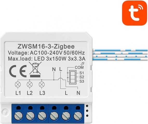 Modul comutator inteligent ZigBee Avatto cu trei canale pentru iluminat TUYA