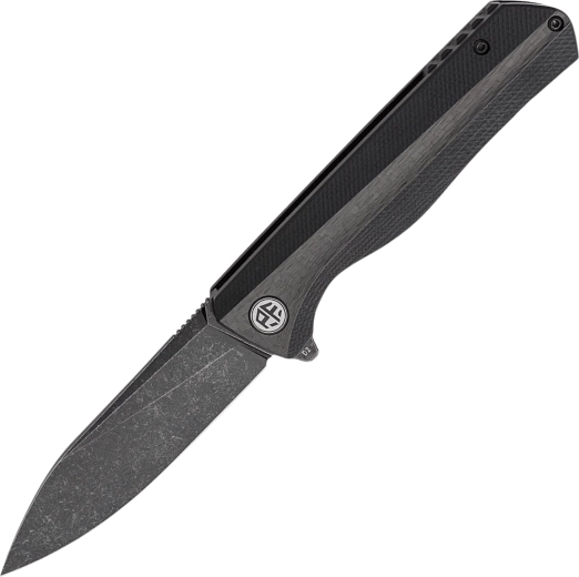 Petrified Fish Forward cuțit de buzunar 9 cm, Black Stonewash, G10 și fibră de carbon